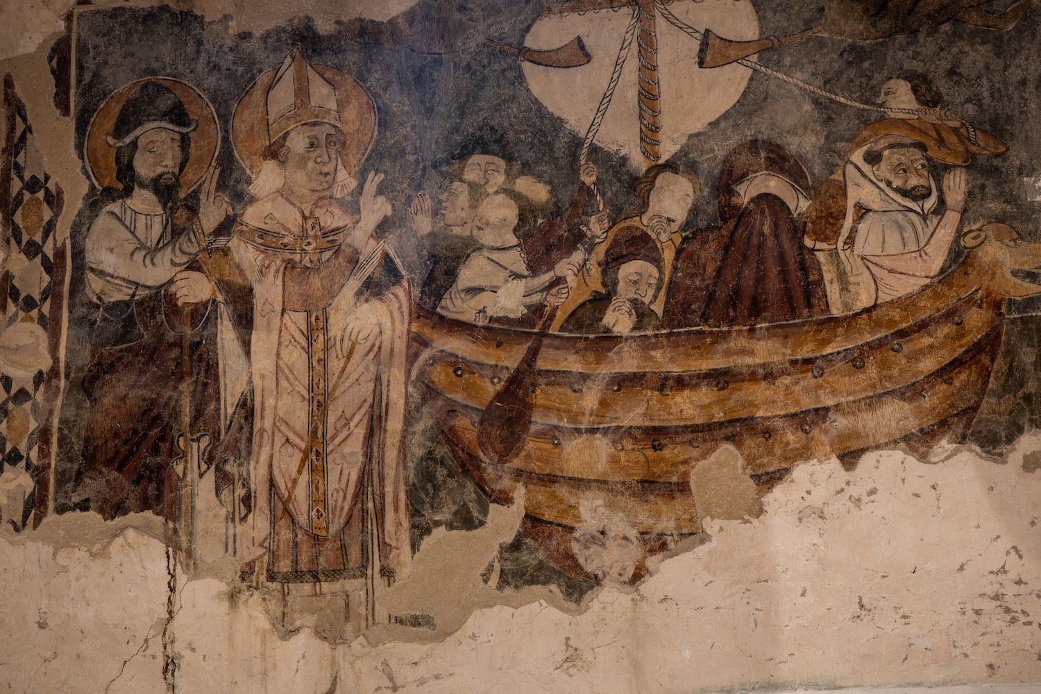 A zarándokhajót ábrázoló freskó